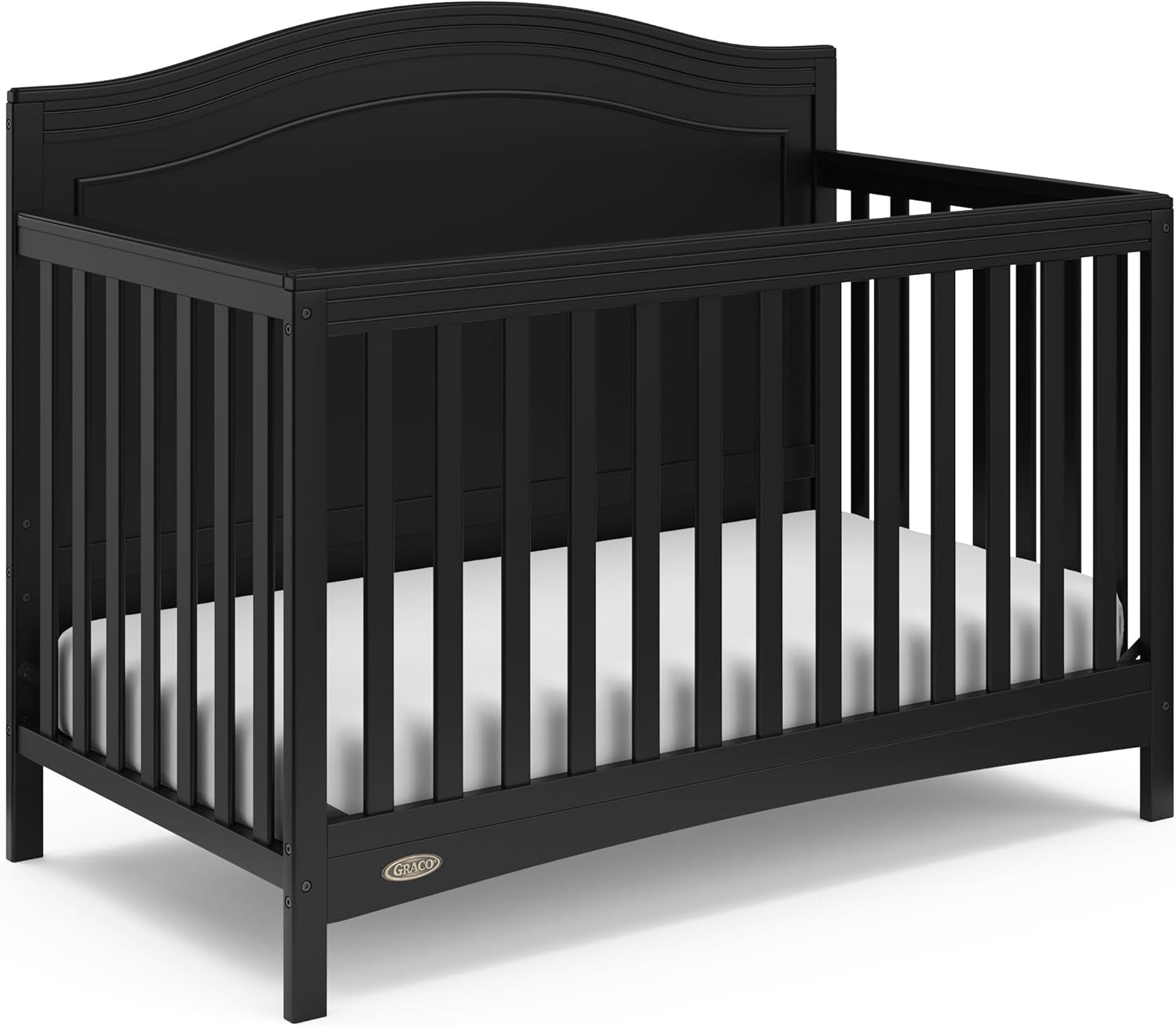 Graco Paris 4-in-1 Convertible Crib (Black) – GREENGUARD Gold Certified, Converts to Toddler Bed, Daybed and Full-Size Bed, Fits Standard Full-Size Crib Mattress, Adjustable Mattress Support Base