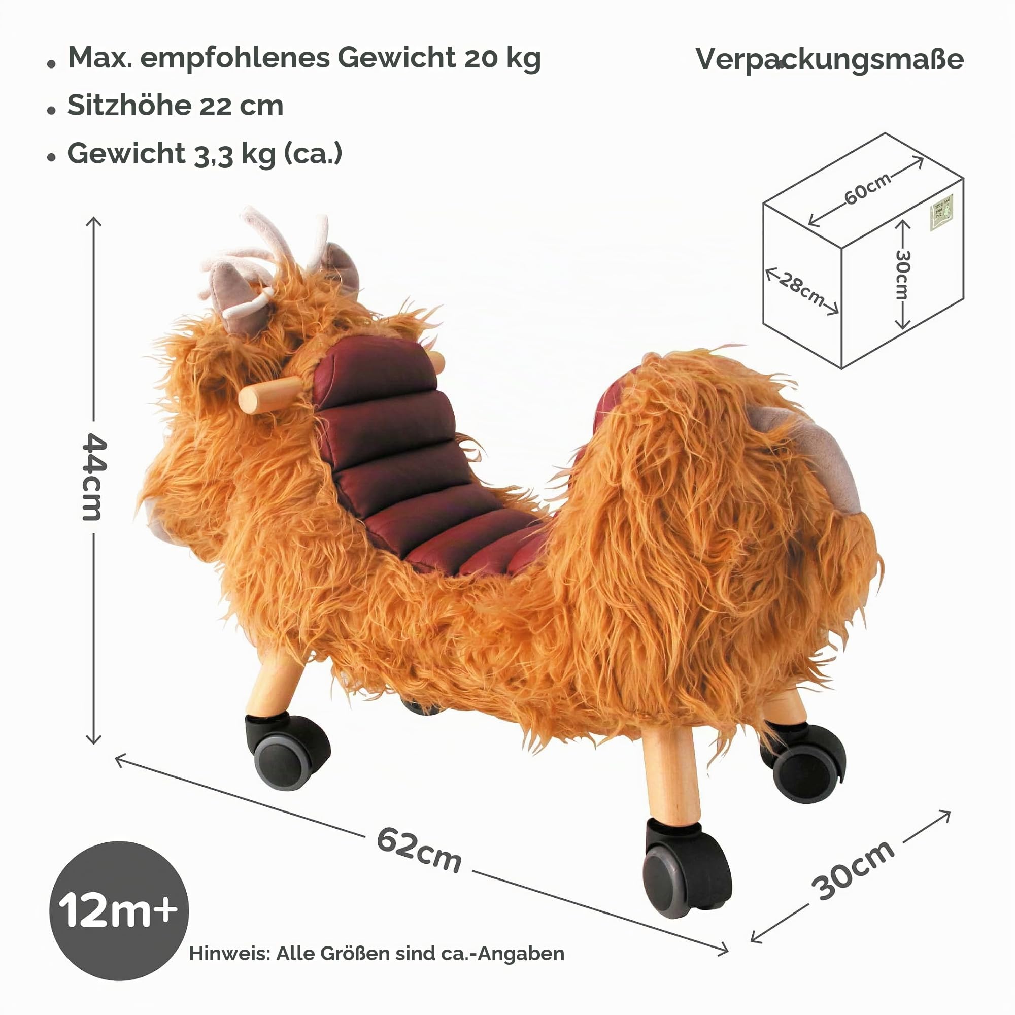 Little Bird Told Me - Ride On Toy for One Year Old Kids Toddler Toys for Girls & Boys Soft Animal Toy Strong Wooden Frame Rocking Horse Chair Baby Gift Padded Seat Indoor & Nursery Play