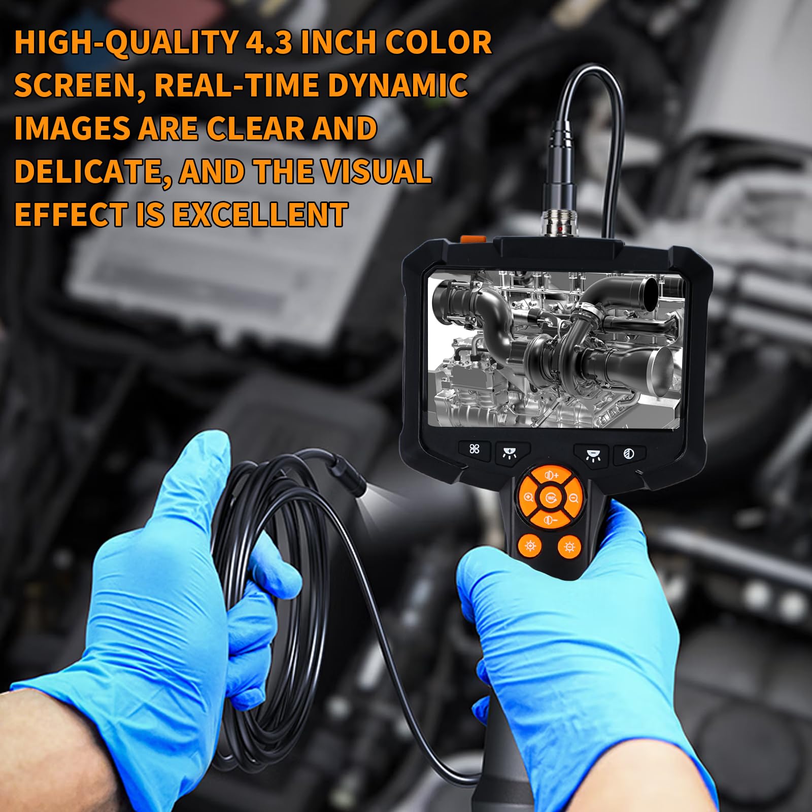 Endoscopio con luce 1080P HD, telecamera endoscopica industriale IP67 endoscopio impermeabile, cavo semirigido 16,5 piedi, telecamera per ispezione tubi HD