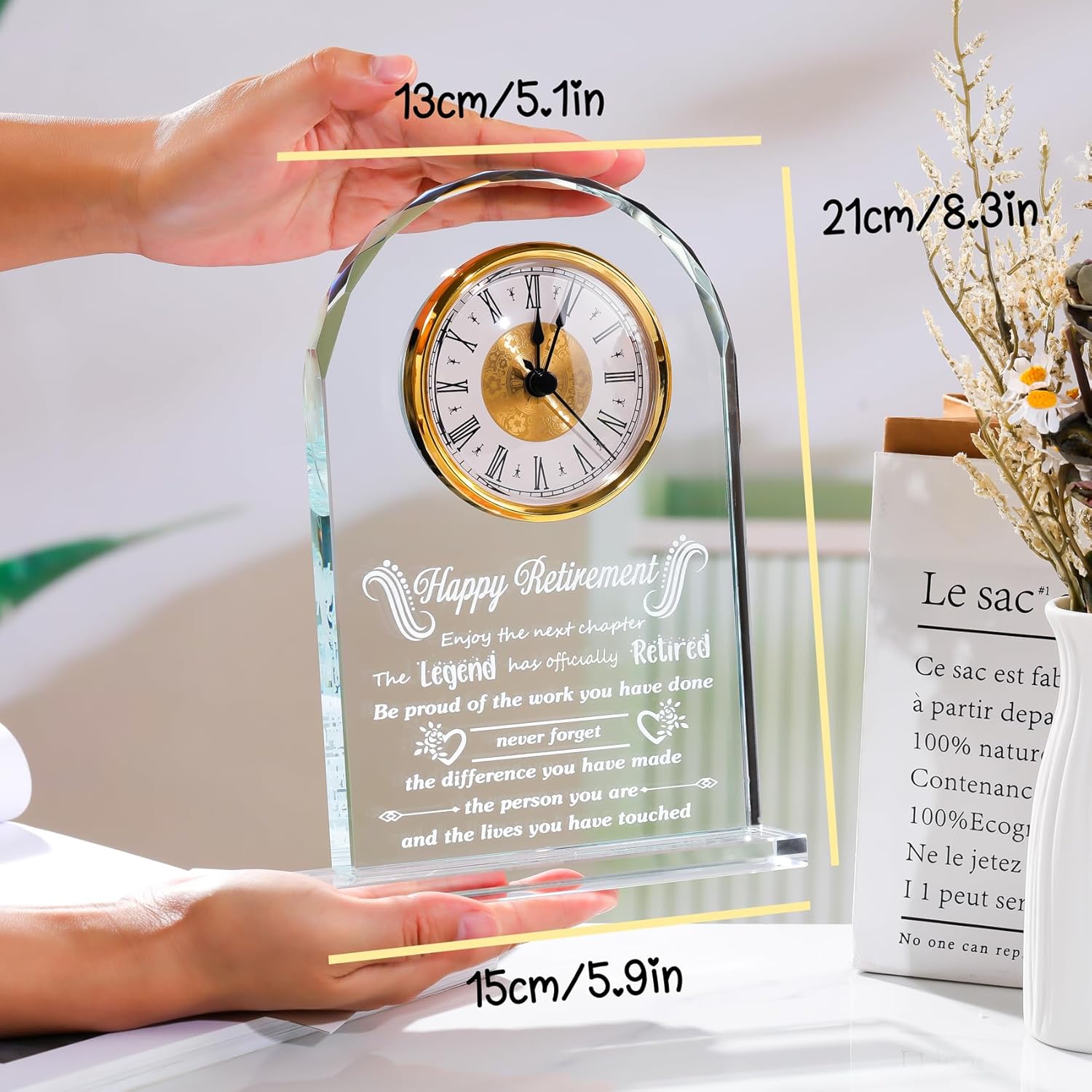 Meaningful Retirement Gifts for Woman Men Happy Retirement Crystal Clock Going Away Leaving Congratulations Retired Farewell Presents Ideas for Boss Teacher Employee