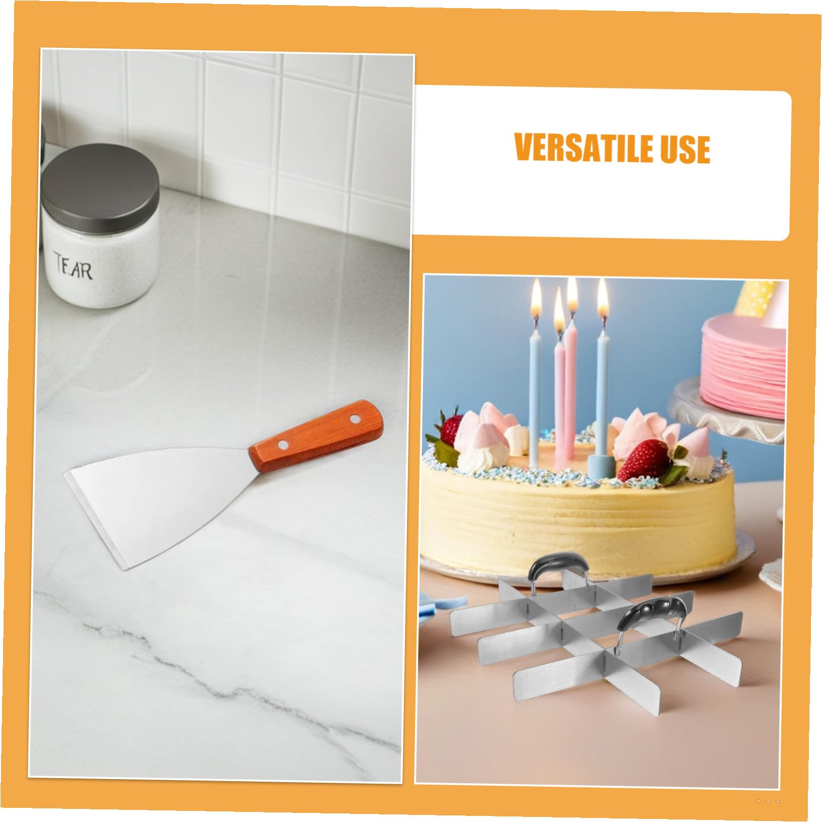 2stücke Kuchenschneider aus Edelstahl zum Schneiden von Torten Brot und Pizza Teigteiler und Tortenheber für Gleichmäßige Backzubehör für Desserts und Snacks Küchengerät