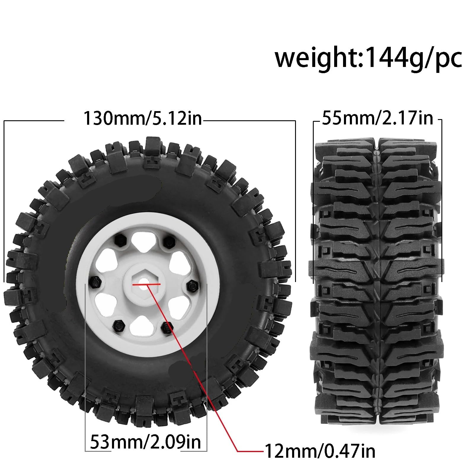 4PZ Cerchione Beadlock 2.2" 130mm 1/8 1/10 | Axial SCX10, Wraith, RR10, Capra, TRX4, YK4082(Black)