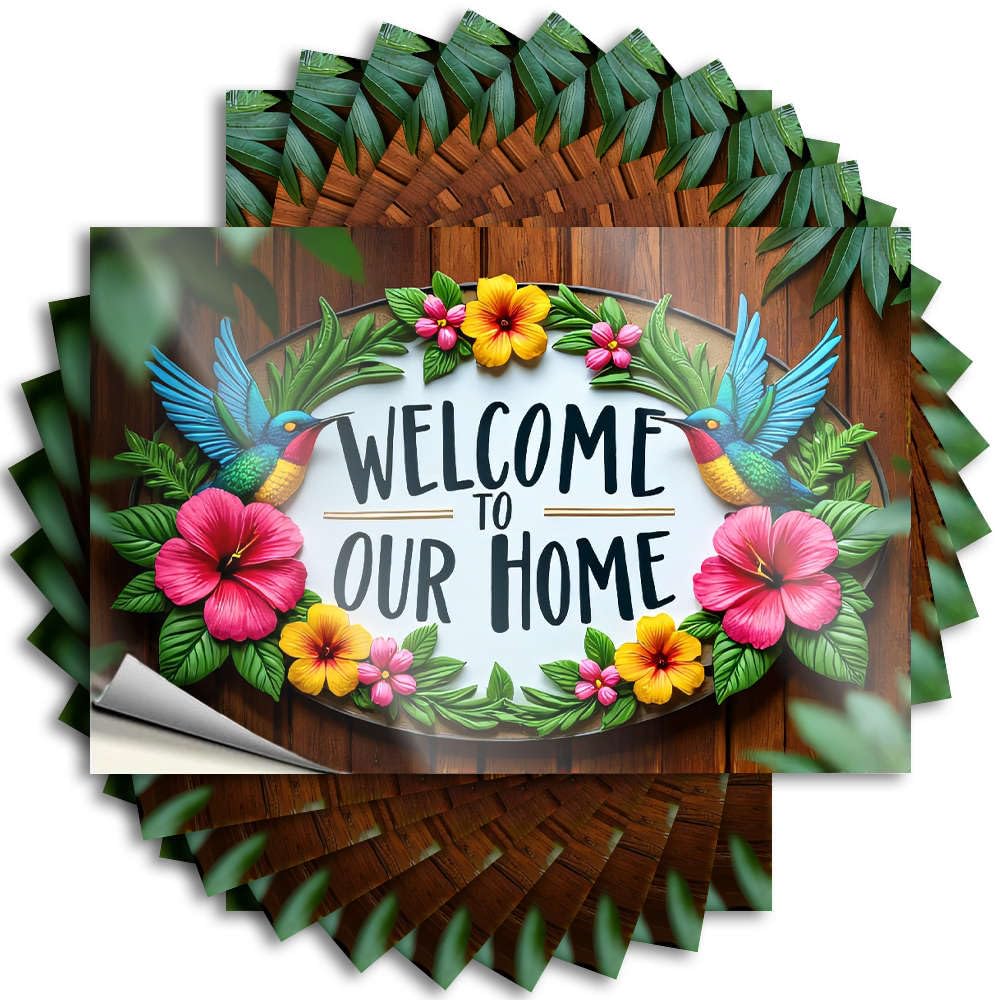 Tattoo - Cozy Wall Welcome to Our Colorful Home! for Travel Tiki Bar Decor(12X18CM)