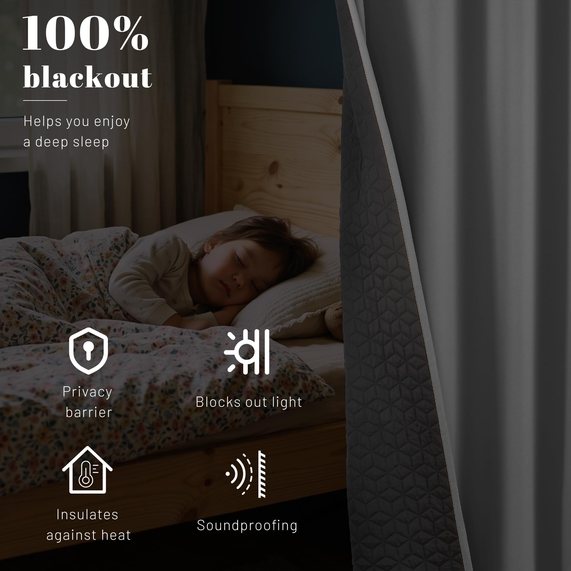 JIUZHEN Doppellagige Blickdicht Vorhang Gegen Kälte und Hitze, H260xB140cm