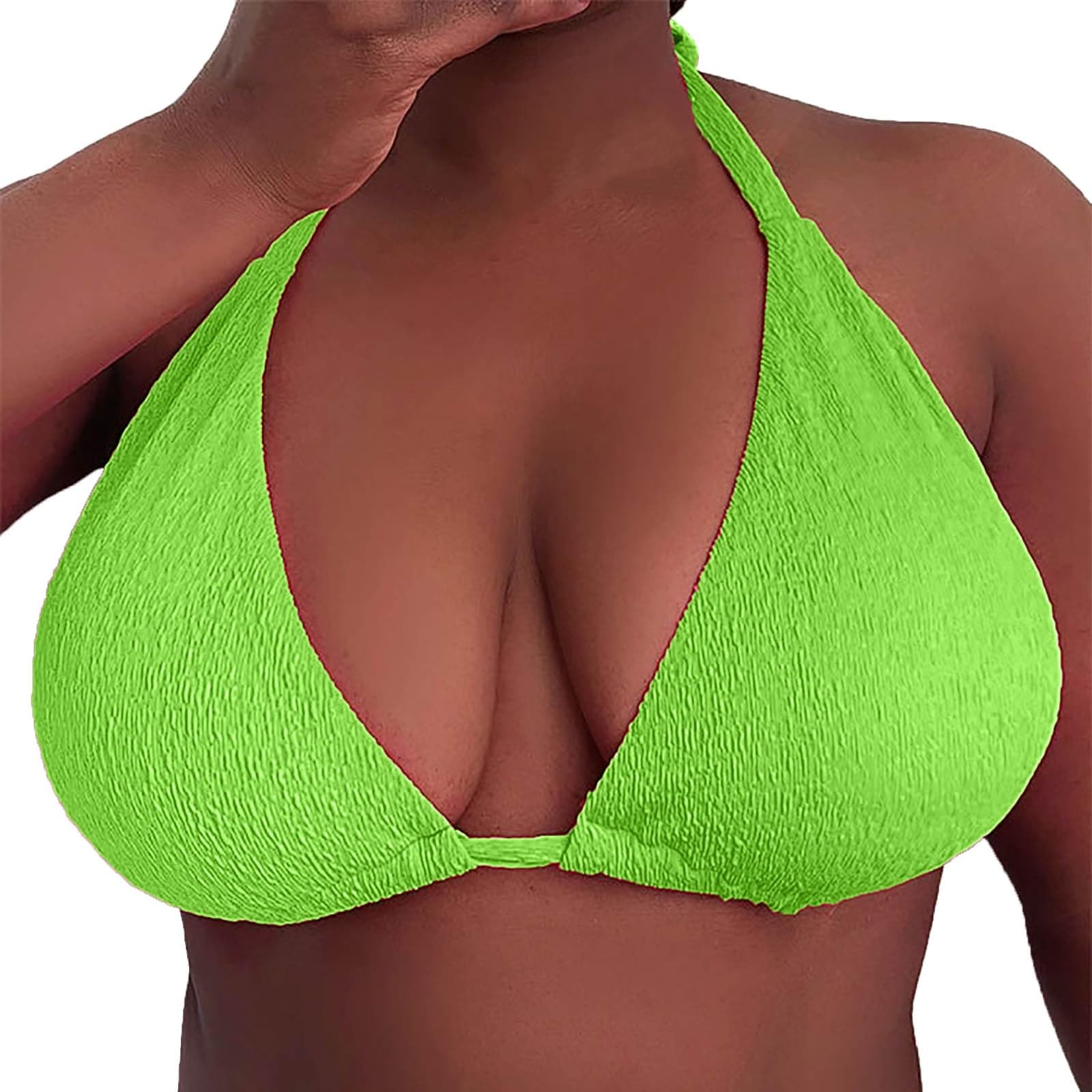Generic Bikini Playa Talla Grande con Bolso Triangular, Top Traje baño sin Espalda Grande para Mujer Conjunto Braga Sujetador up Sin Tirantes