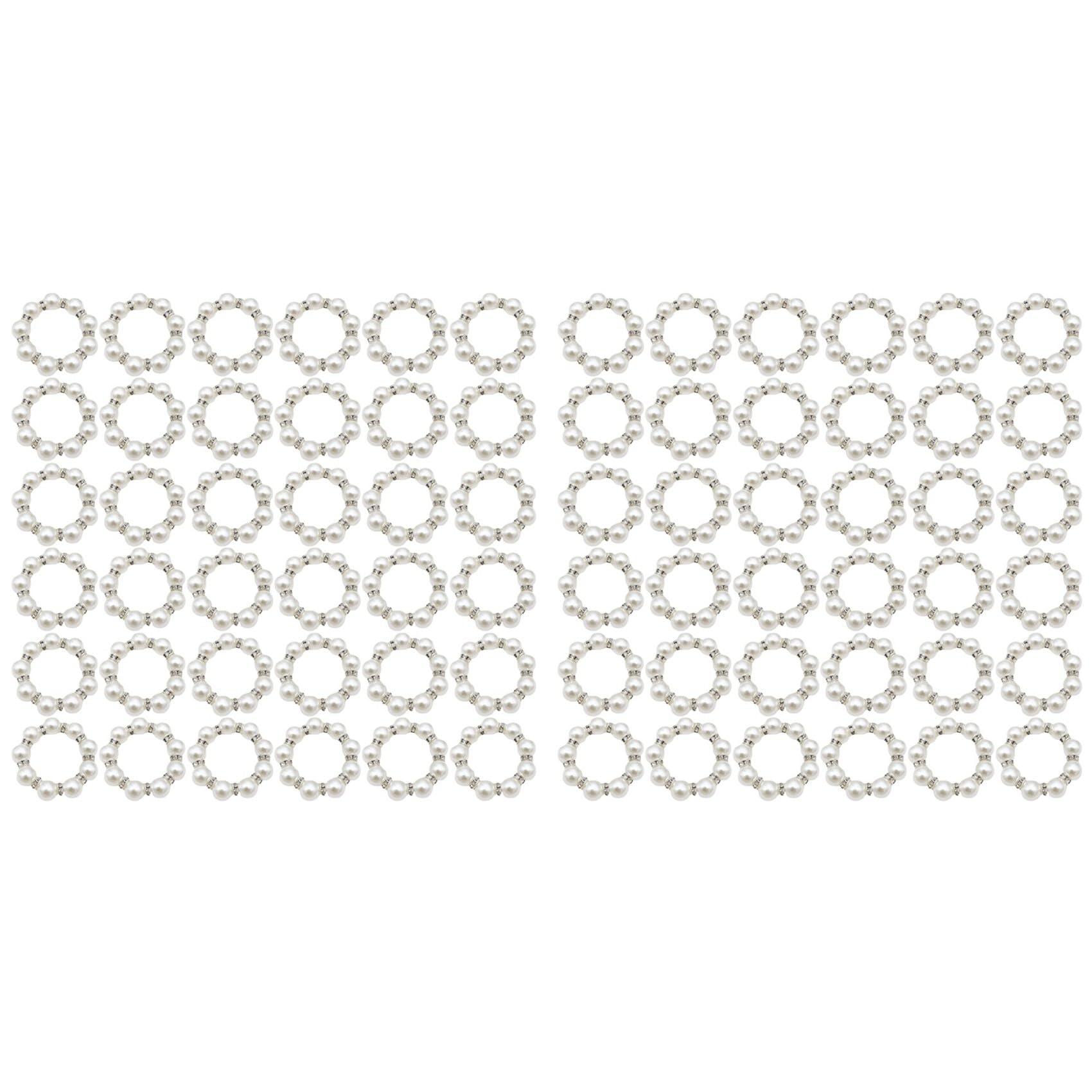 Hndhbfgrt 200Pcs Pearl Napkin Rings Napkin Ring Holder Imitation Beaded Napkin Rings Elegant Rhinestone Rings Buckle
