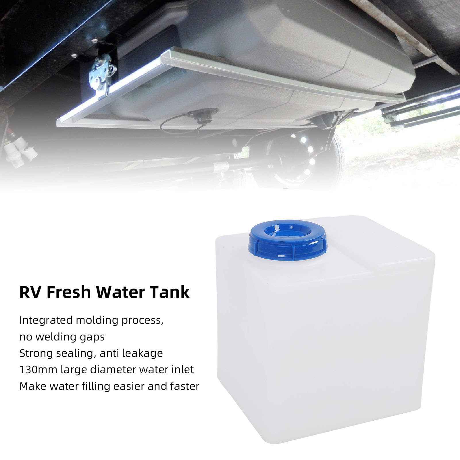 Bnineteenteam RV 40L Frischwasserbehälter, RV Frischwassertank, Auslaufsicherer LLDPE-Wassertankbehälter, Doppelter Schutz 130 Mm Einlass, für Wohnmobile, Boote, Yachten