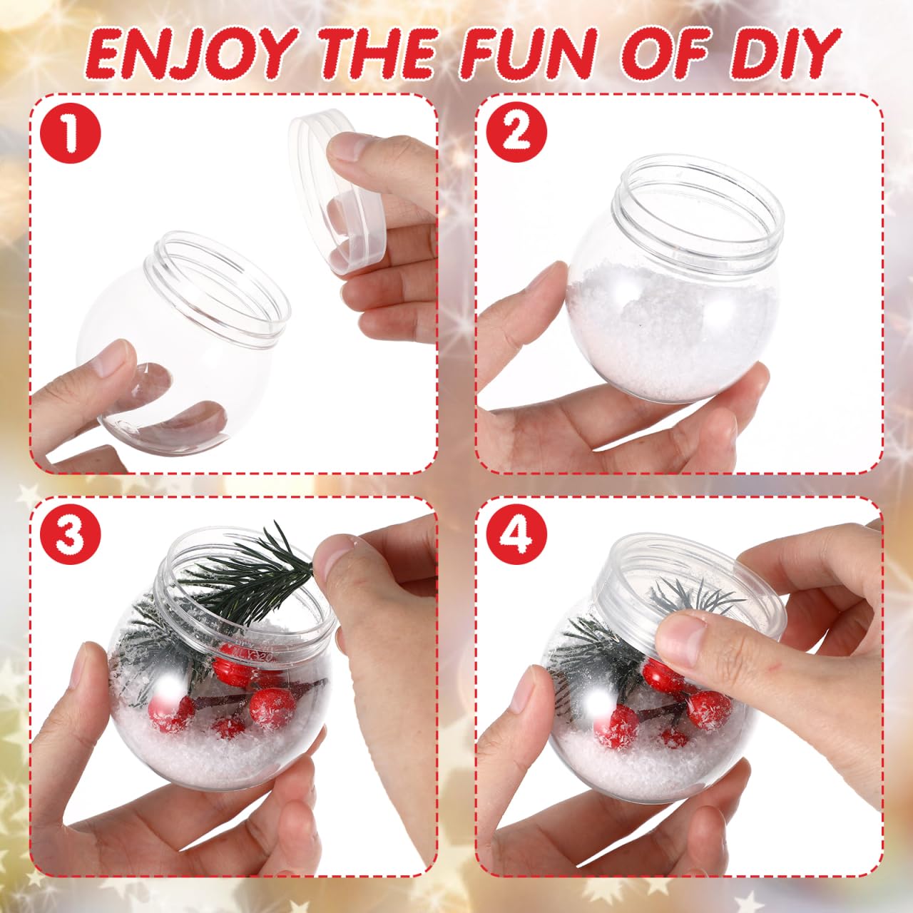 MAGICLULU 10 Pezzi Fai da te Palla Di Neve Di Natale Chiaro Riempibile in Plastica Globo Acqua Vaso con Tappo A Vite Vetrina Vuota Riempibile per Fai Da Te Artigianato Decorazione