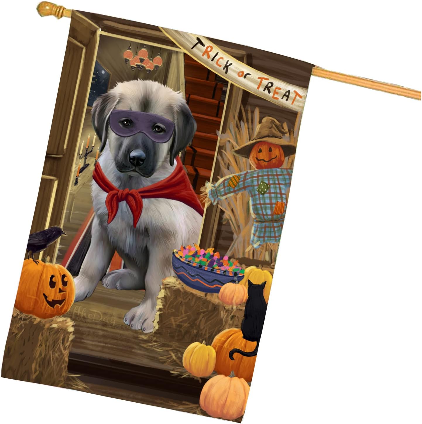Doggie of The Day Anatolian Shepherd Dog House Flag - Spoiled Rotten - Outdoor Double Sided Pet Home Garden Decor 28"w x 40"h, HFLG52238
