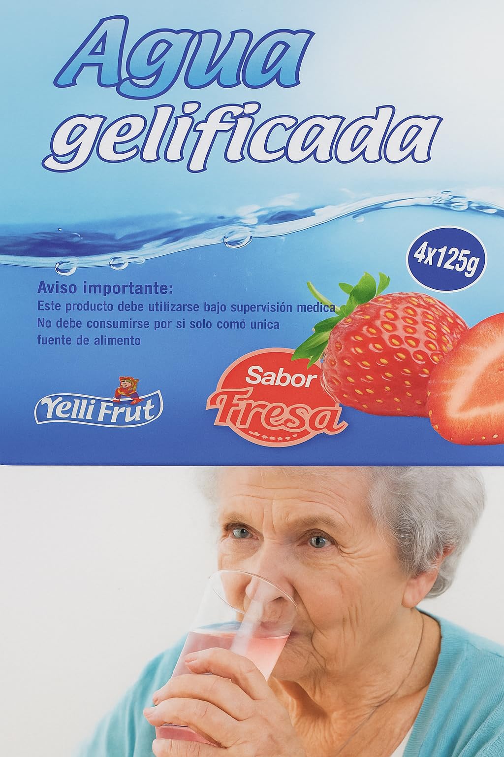 Eau gélifiée. Épaississant pour la dysphagie. Saveur fraise, en pot de 125 g. Lot de 6 x 4 = 24 pots. Saveurs eau gélifiée pour la dysphagie. Eau gélifiée pour une hydratation en toute sécurité.
