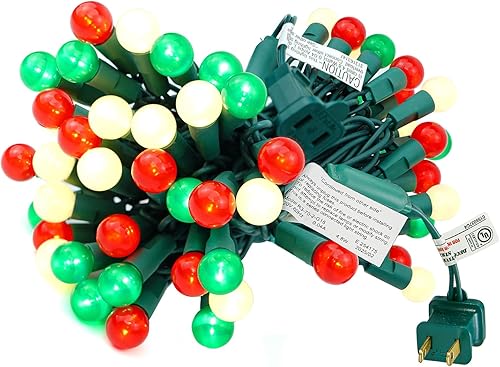 Miniatura 7 de KAiSnova 70 luces LED de Navidad para decoración al aire libre, 19 pies, color rojo, verde, blanco, tira de luces con bombillas de vidrio perlado
