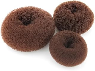 3 Pieces Magic Chignon Hair Donut Bun Doughnut Shaper Ring Styler Maker for Girls Women (1Large+1Middle+1Small) Brown