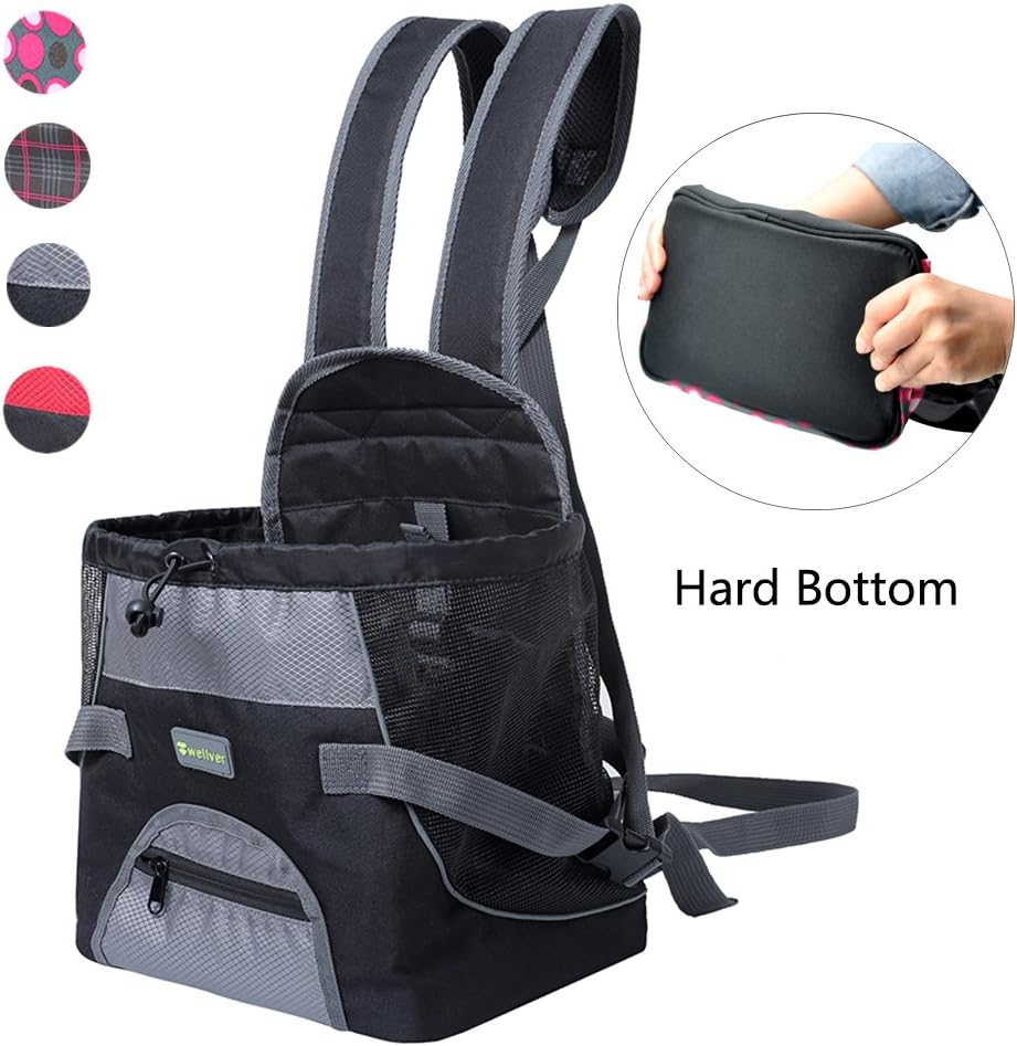 Dog Carriers Front Pack Pet Backpack Carrier for Small Dogs Cats with Hard Bottom,Medium