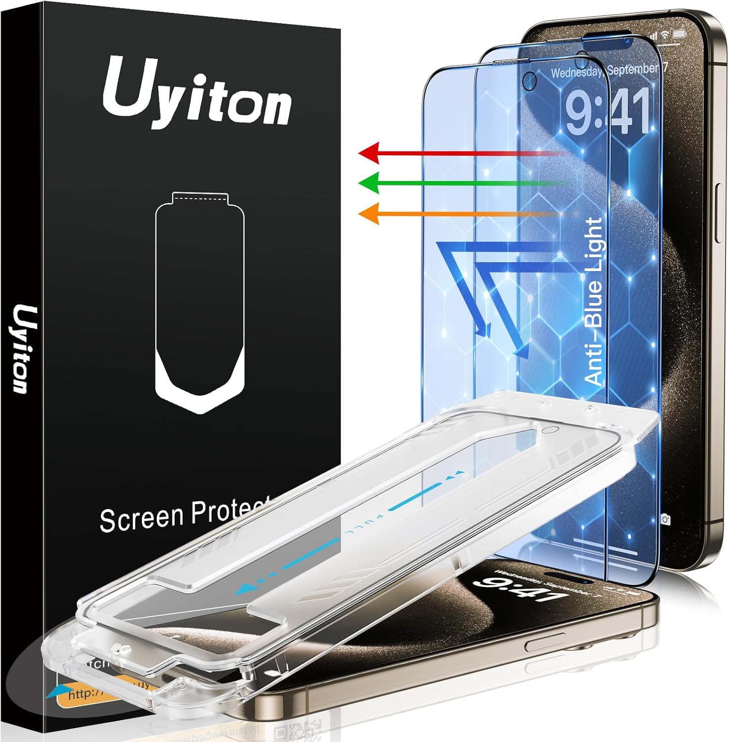 Uyiton Anti-Blue Light for iPhone 15 Pro Screen Protector – Unbreak-Glass Easy to Install Full Coverage Case Friendly Scratch Resistance 9H Tempered Glass Screen Protector for iPhone 15 Pro, 2 Pack Uyiton Anti-Blue Light for iPhone 15 Pro Screen Protector – Unbreak-Glass Easy to Install Full Coverage Case Friendly Scratch Resistance 9H Tempered Glass Screen Protector for iPhone 15 Pro, 2 Pack