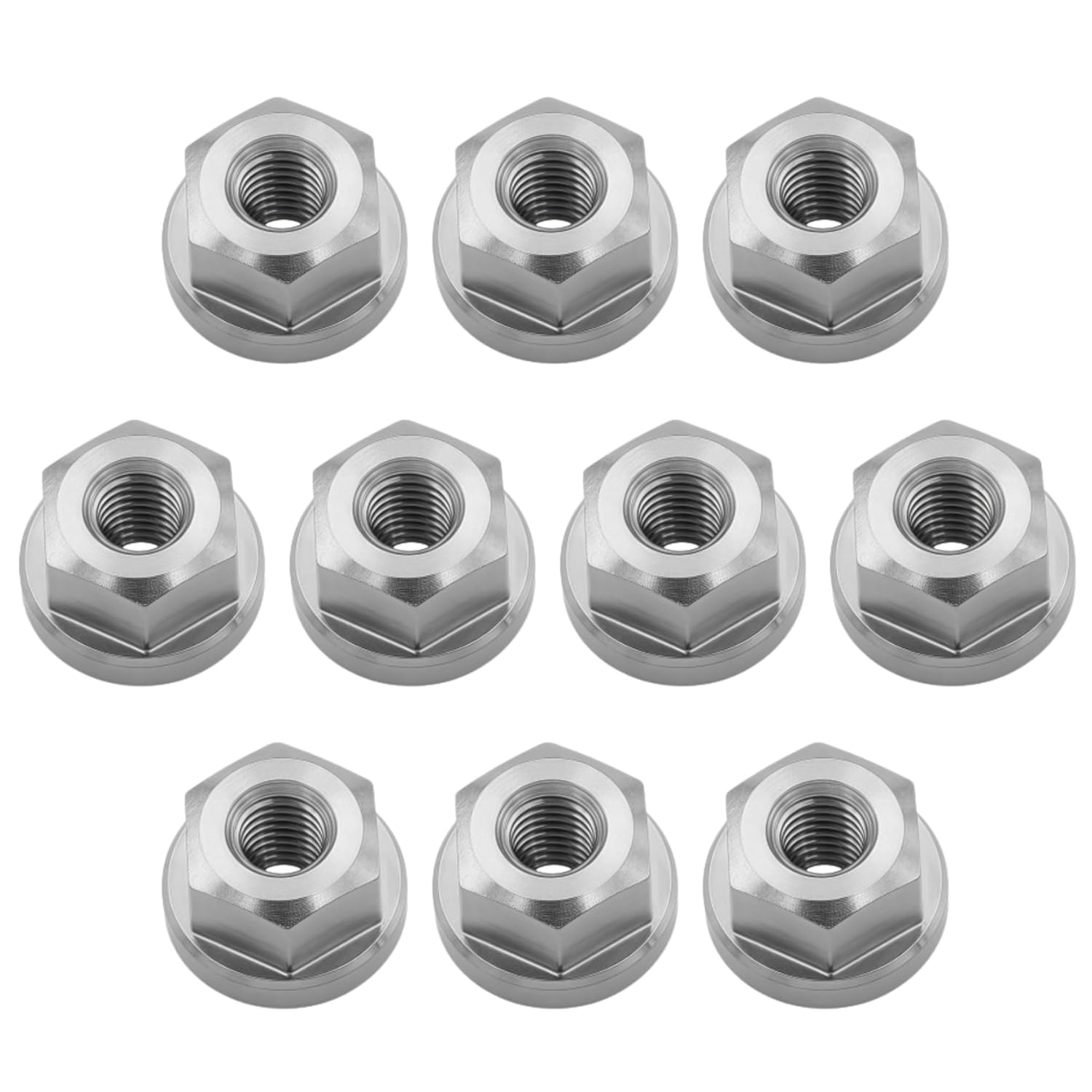 10PCS Titanium Flange Nut M8x1.25, Lightweight Design | Durable Fasteners for Bicycle Racks/Motorcycle Accessories/Auto Bracket Upgrades (Burnt Blue)