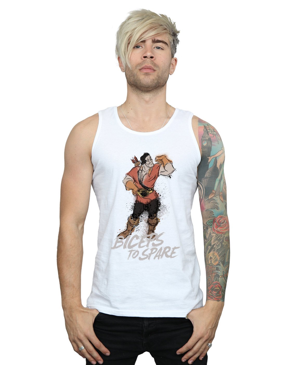 Disney Men's Beauty and The Beast Gaston Biceps to Spare Vest White X-Large