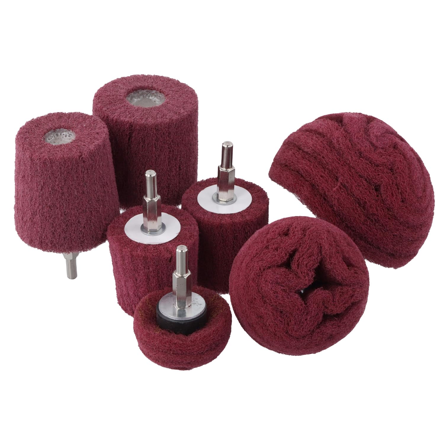 QWORK® 7 Pièces Tête de Polissage pour Perceuse, Grain 240, Poignée 1/4'', pour Polir le Métal et le Bois