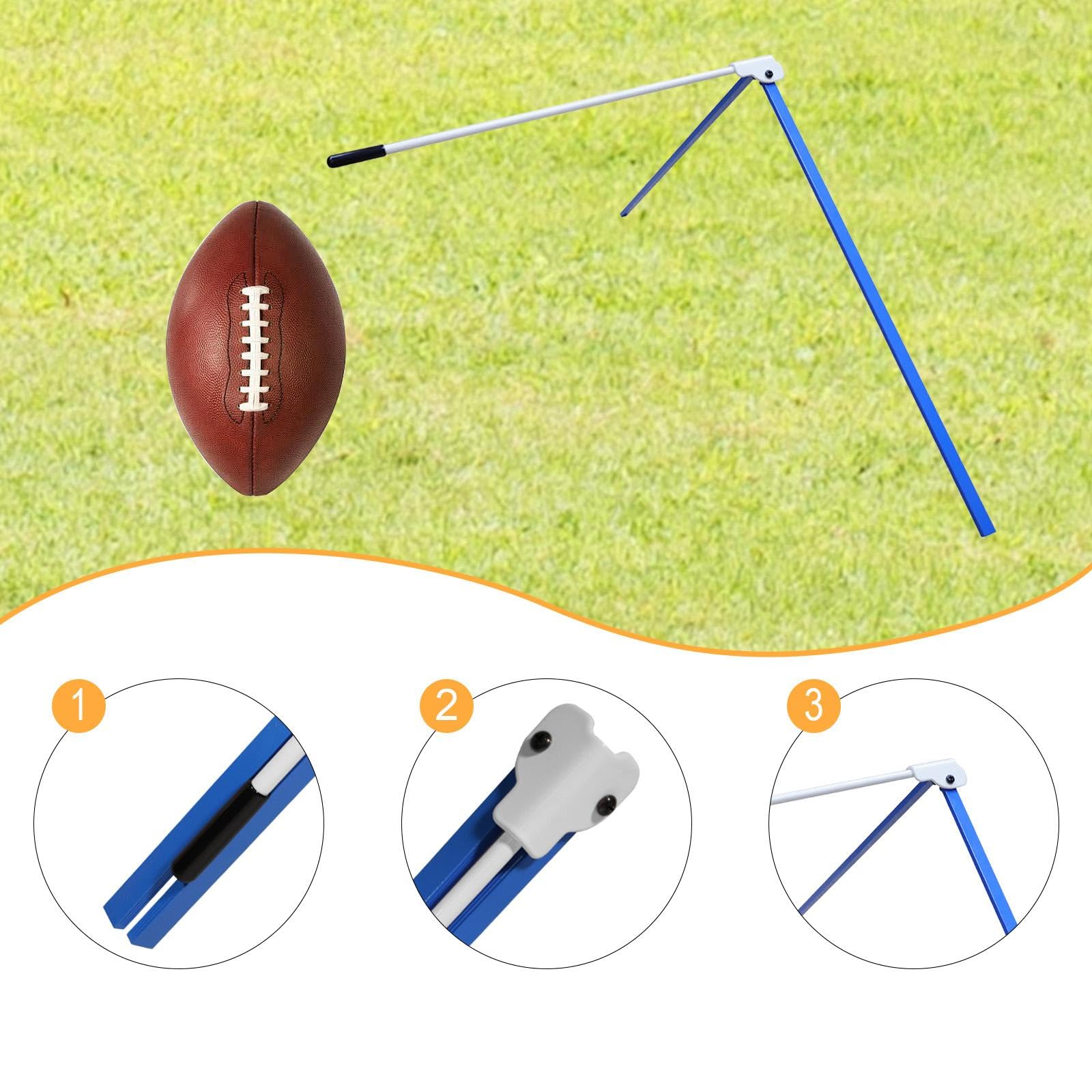 Vaveren Football Kicking Tee Field Goal Kickers Stand Adjustable Foldable Rugby Training Gear Field Goal Football Holder for Beginner, Blue White
