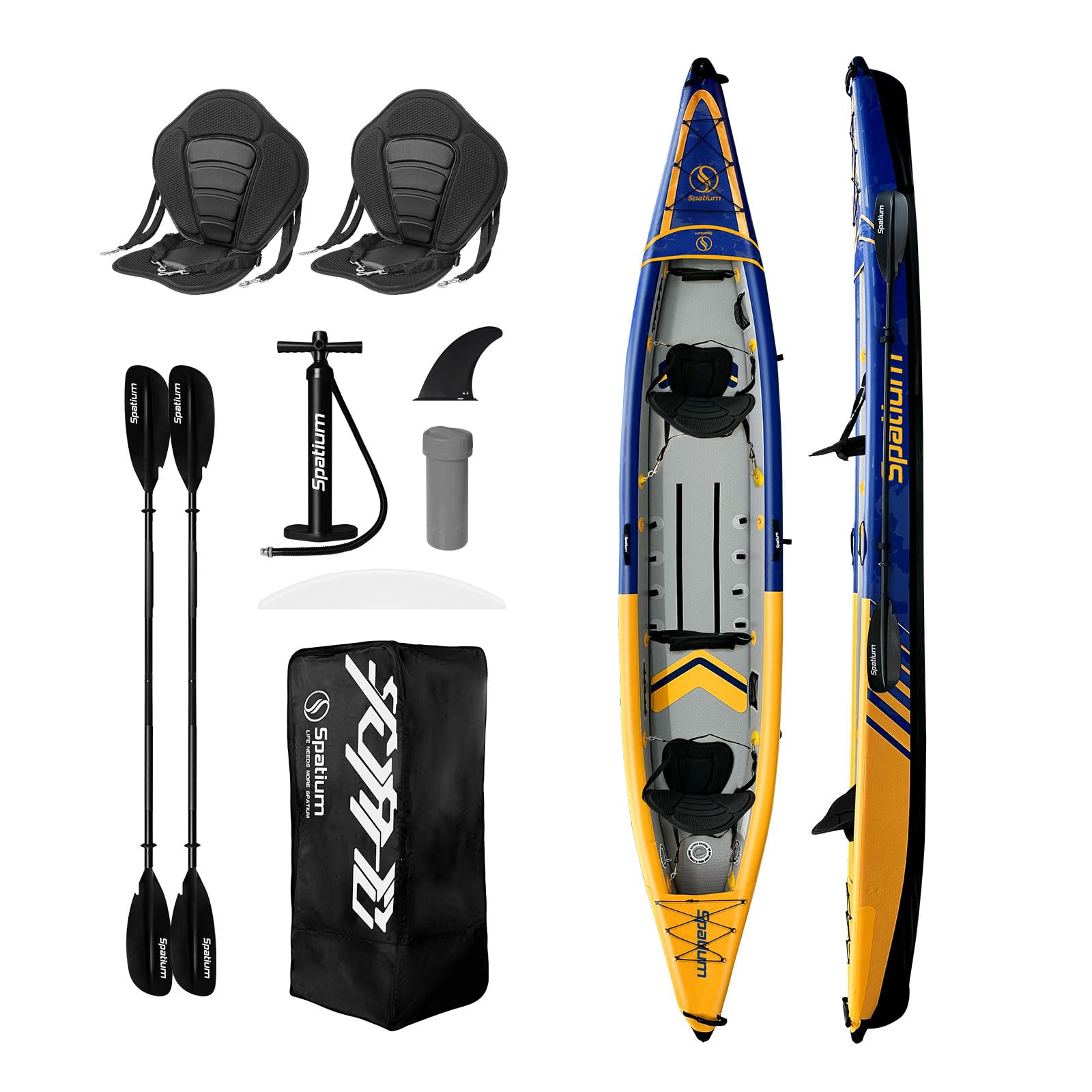 Inflatable Kayak 1 & 2 & 3 Person Adult- Full Drop Stitch Kayak for Adults,Portable, and Durable Tandem Kayak for Fishing, Touring, and Water Sports