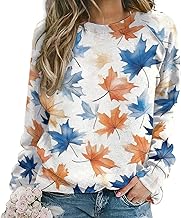 ZOCAVIA Womens Fall Crewneck Sweatshirts Fashion Casual Long Sleeve Pullover Tops Country Camo Maple Graphic Shirts Oversized