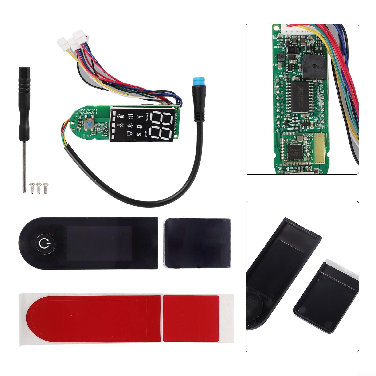 Tablero de instrumentos de scooter eléctrico con placa de circuito y cubierta protectora para Xiaomi para M365 1S Pro Pro2 Mi3, accesorios de piezas de scooter eléctrico para visualización