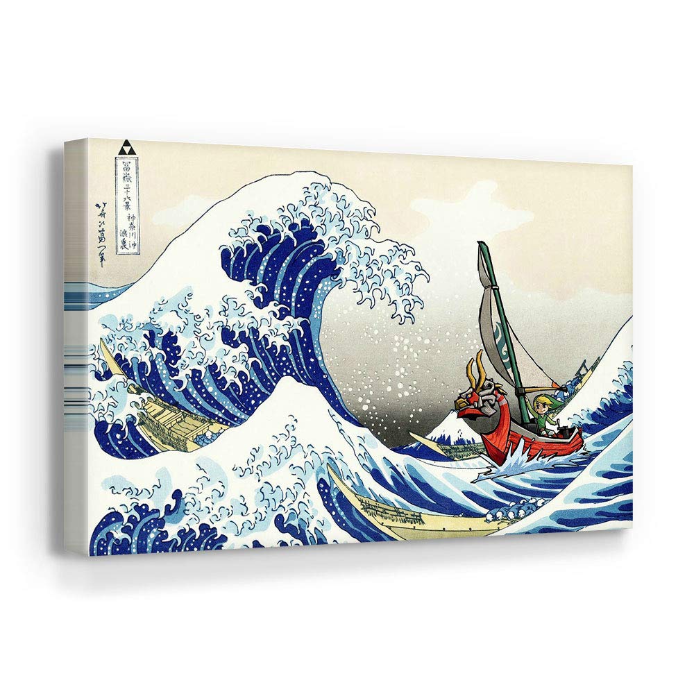The Legend of Zelda Windwaker The Great Wave off Kanagawa Canvas Art Wall Art Home Decor (24in x 18in Gallery Wrapped)