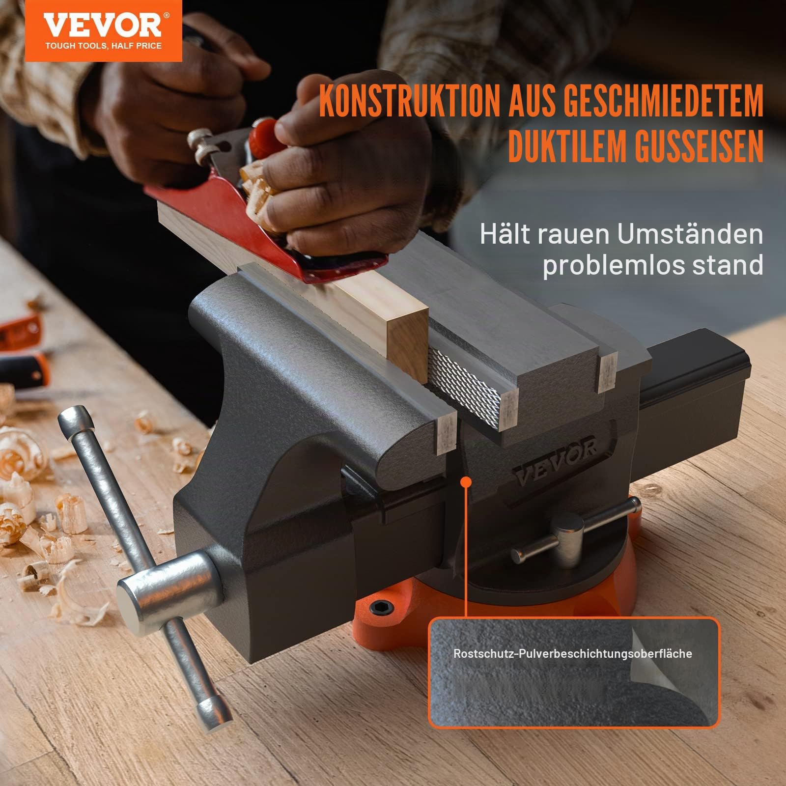 VEVOR 16,7cm Schraubstock 360° Drehbar Sphäroguss Werkbankschraubstock 7,2x7,7cm Amboss Schraubstock 16,5-23,5 Backenöffnung Parallelschraubstock Zwei-Wege-Backen zum Schärfen Schleifen Schneiden