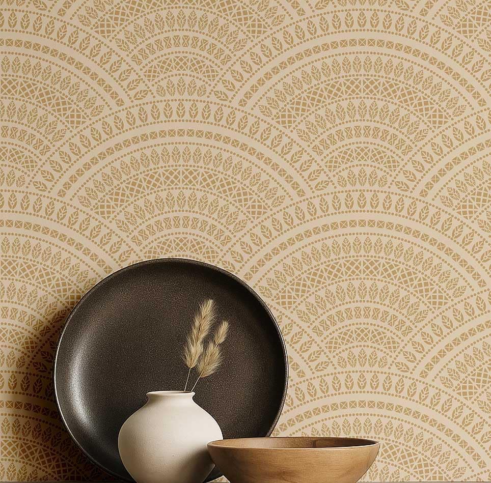 Papier peint autocollant vinyle imperméable mandala beige