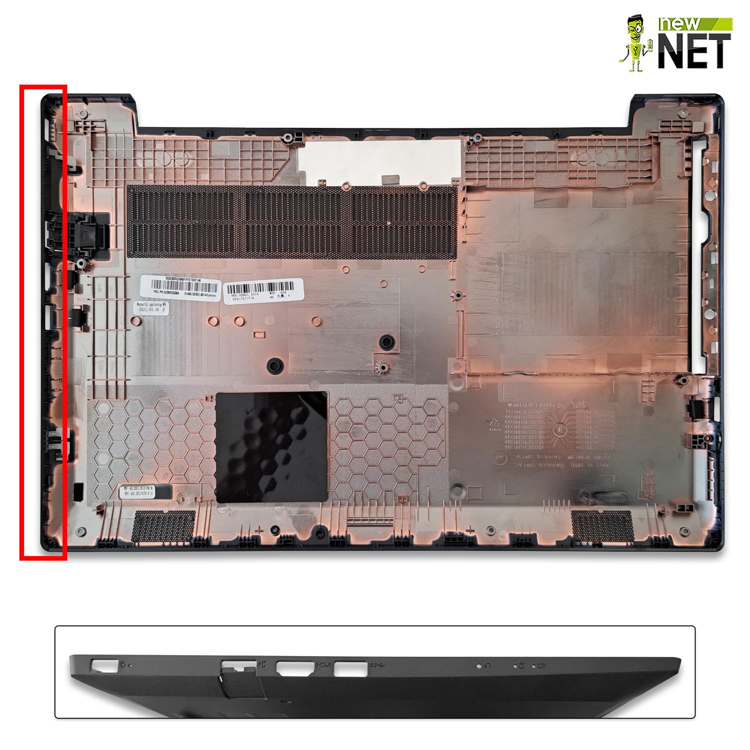 new net - Scocca Inferiore Cover Bottom Case Chassis Compatibile con Notebook Lenovo V130-15IKB (81HN), V130-15IGM (81HL), Colore Iron Grey