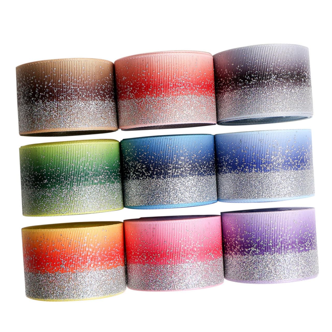 SHINEOFI 3 Nastri in Grosgrain Trasparente Da 38 Mm A Righe Sfumate Per Lavori Artigianali 5 Iarde/rotolo Versatili Per Confezionare Bouquet E Palloncini.