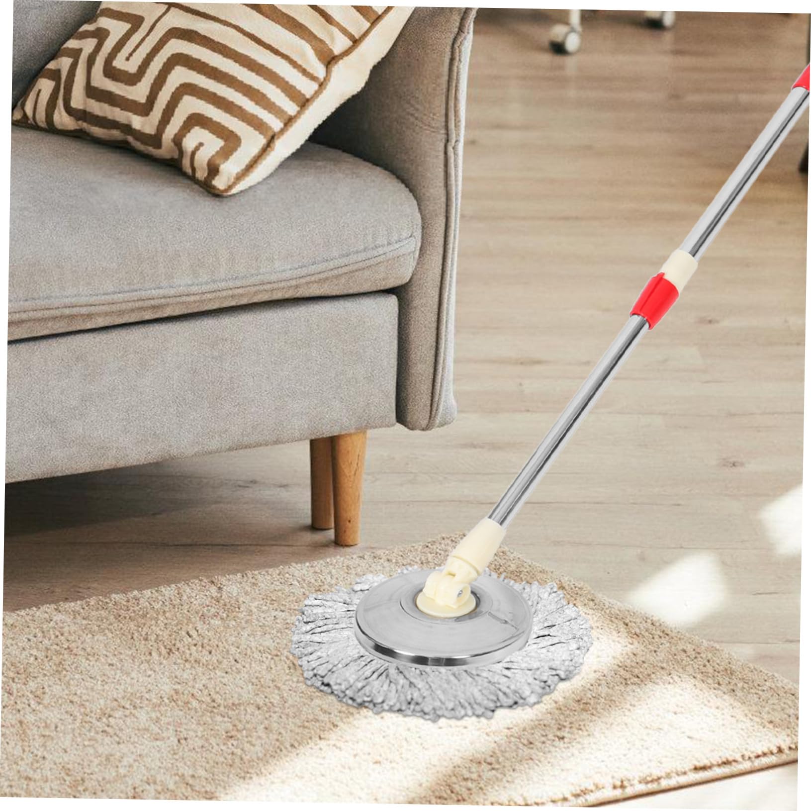 Palo de Fregona de Repuesto Azul Compatible Trapeador Giratorio, Acero Inoxidable y Plástico Resistente, Fácil de Usar para Azulejos y Suelos de Madera
