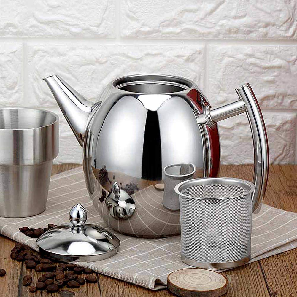 Roestvrijstalen Theepot met Filter, 1L Koffiepot Waterkoker, Multifunctionele Keukenkan met Filterhouder, 1000ml
