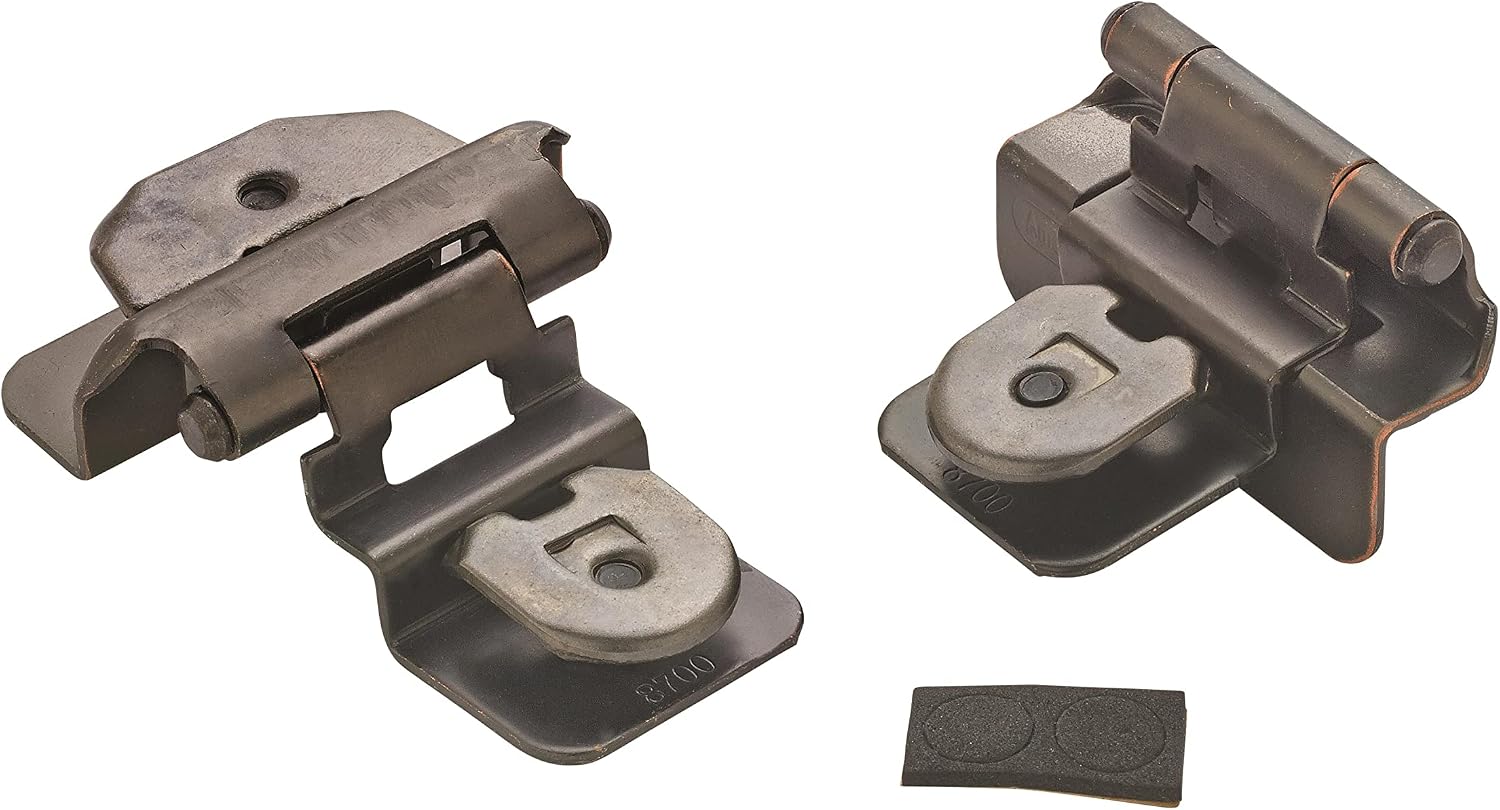 Amerock | Double Demountable Cabinet Hinge | 3/8 inch (10 mm) Inset Hinge | Satin Nickel | 2 Pack | Self-Closing Hinge | Cabinet Door Hinge