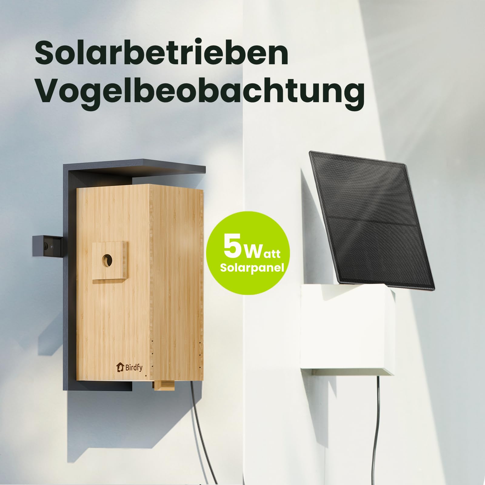 Birdfy Smart Vogelhaus mit Doppelkamera für Live Vogelbeobachtung, 1080P Bambus Nistkasten mit Kamera, Nachtsicht, KI-Verhaltensanalyse mit Benachrichtigungen & automatischen Aufnahmen