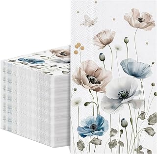 60 Pcs Floral Paper Napkins, 2-Ply Watercolor Boho Floral Guest Napkins Disposable Hand Towels
