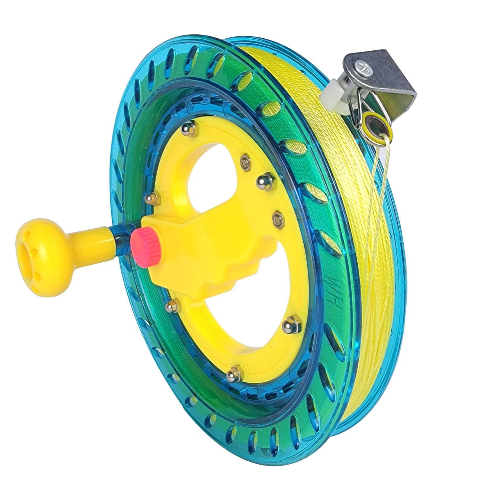 Bobine de cerf-volant (vert) pour enfants et adultes – 18,3 cm de diamètre, corde de cerf-volant haute résistance de 200 m avec connecteur – Grande poignée, verrou de sécurité, enrouleur