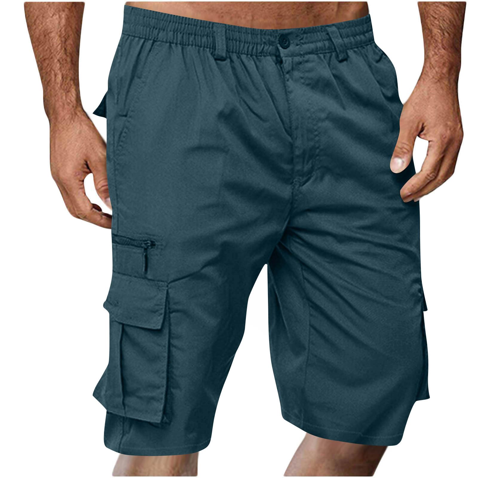 Kurze Hosen Herren Cargo Shorts Sommer Casual Outdoorshorts Kurz Arbeitshose Chino Shorts Herrenshorts mit Kordelzug Taschen Baggy Freizeitshorts Elastische Taille Cargoshorts Dunkelblau 3XL