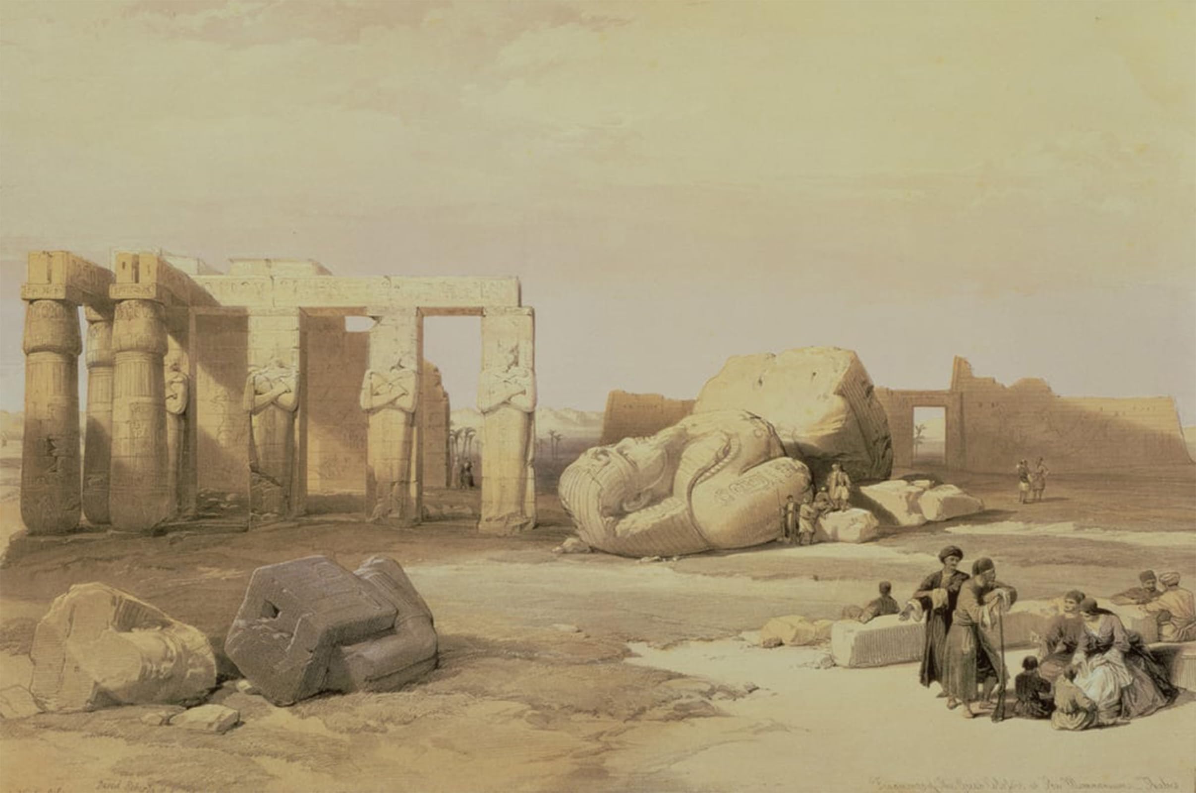 POSTERIIk Famous Modern Artwork Art Mural Fragments of the Great Colossus At the Memnonium Thebes by David Roberts Oil Paintings Pictures for Home Decor 60x90cm