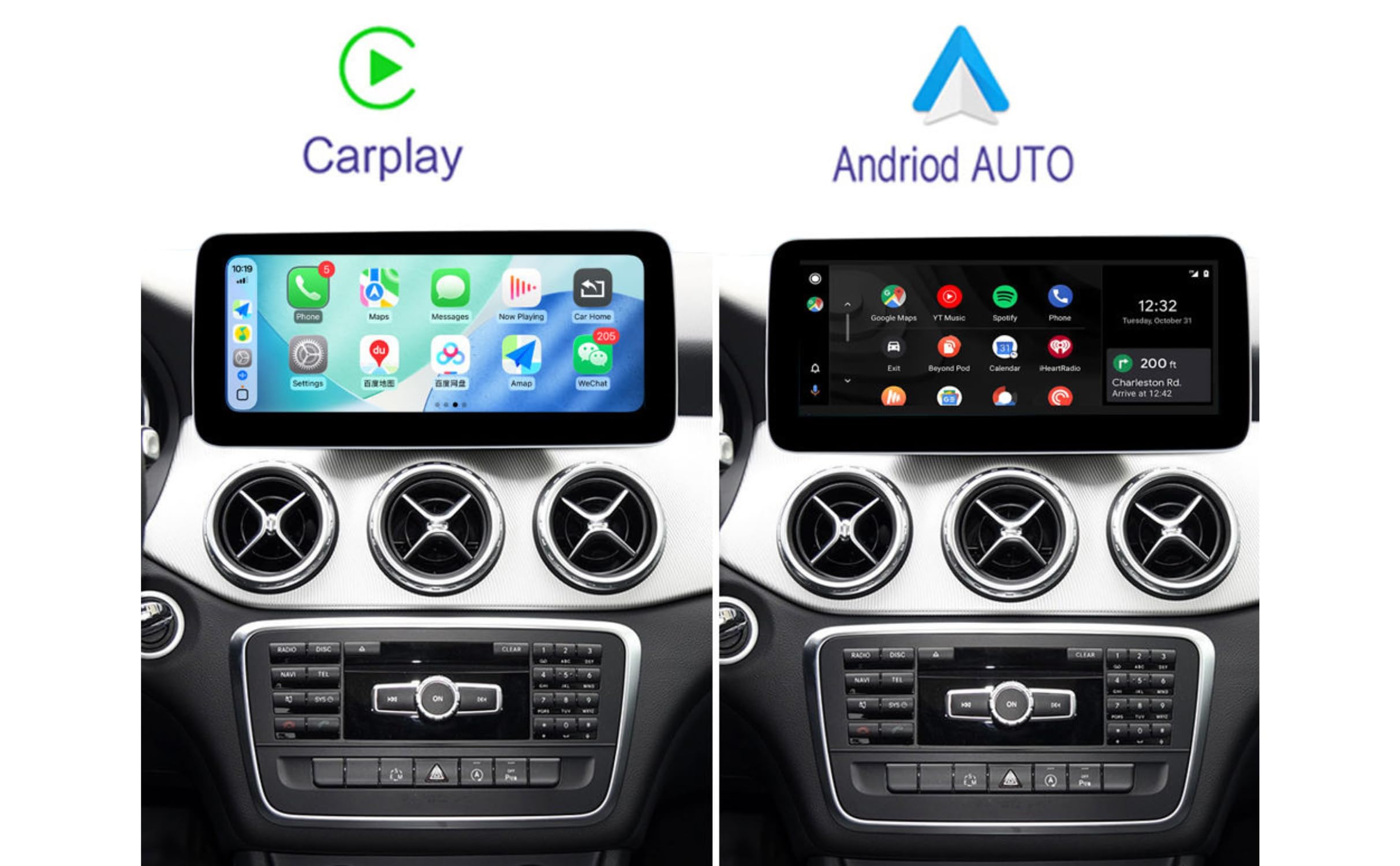 Monitor 10.25" Mercedes Classe A W176 CLA C117 GLA X156 NTG 4.5 4.7 Linux Apple CarPlay Android Auto Wireless Schermo HD IPS OEM Plug & Play