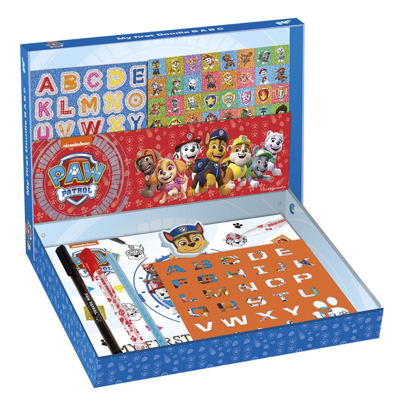Totum Paw Patrol ABC Creative Set for Writers - Pens, Stickers, Stencils, Eraser and Exercise Book with Templates for Tracing with Beautiful Paw Patrol Characters Motif