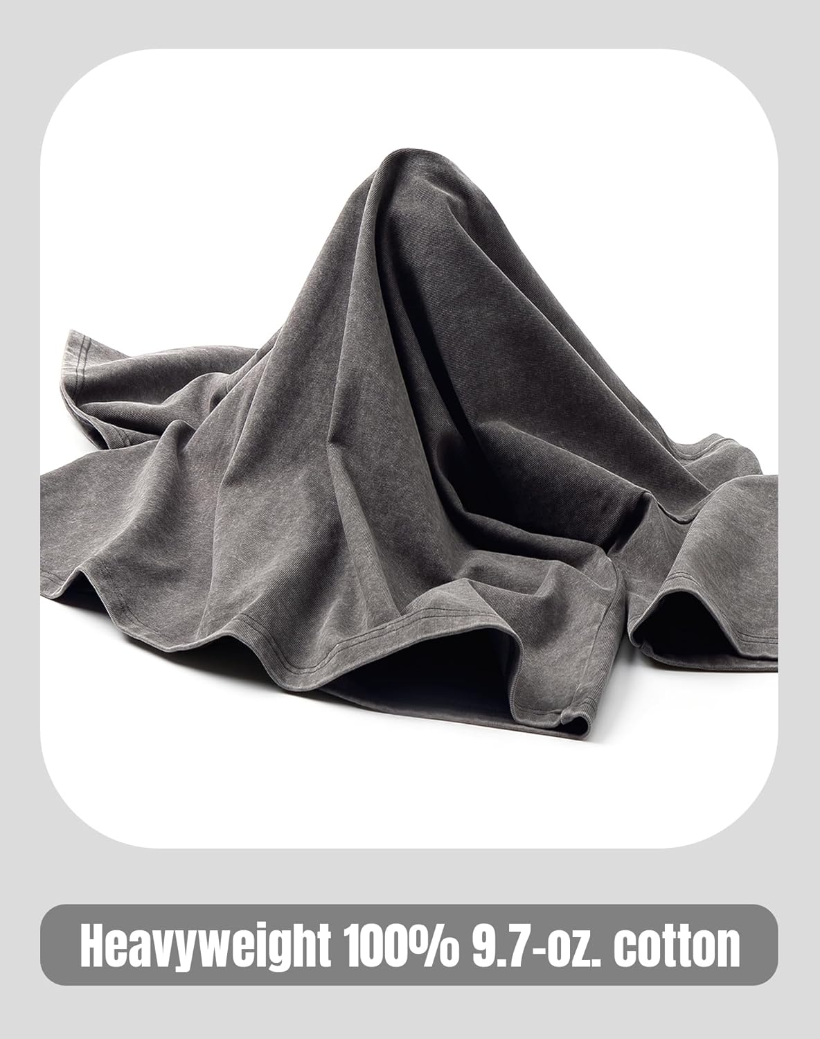 CHRONOLINE Men's Heavyweight T-Shirt Oversized Cotton Vintage Washed Tee Fall Winter Thick Crew Neck Short Sleeve Layered Top - Image 2