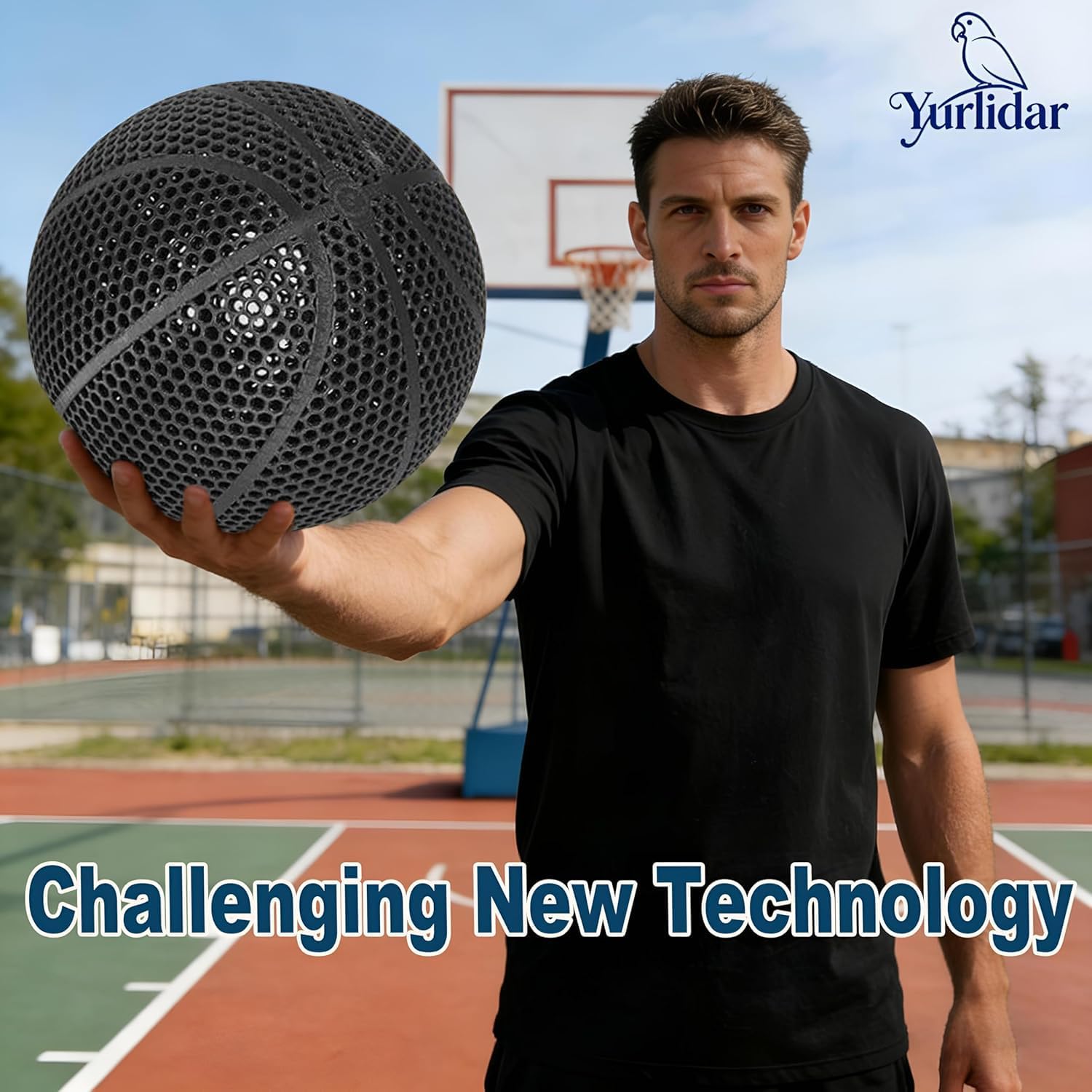 3D-Printed Airless Basketball,Official Size 7 No Pump Needed High Bounce and Quiet Basketballer Training and Dribbling Indoor Outdoor