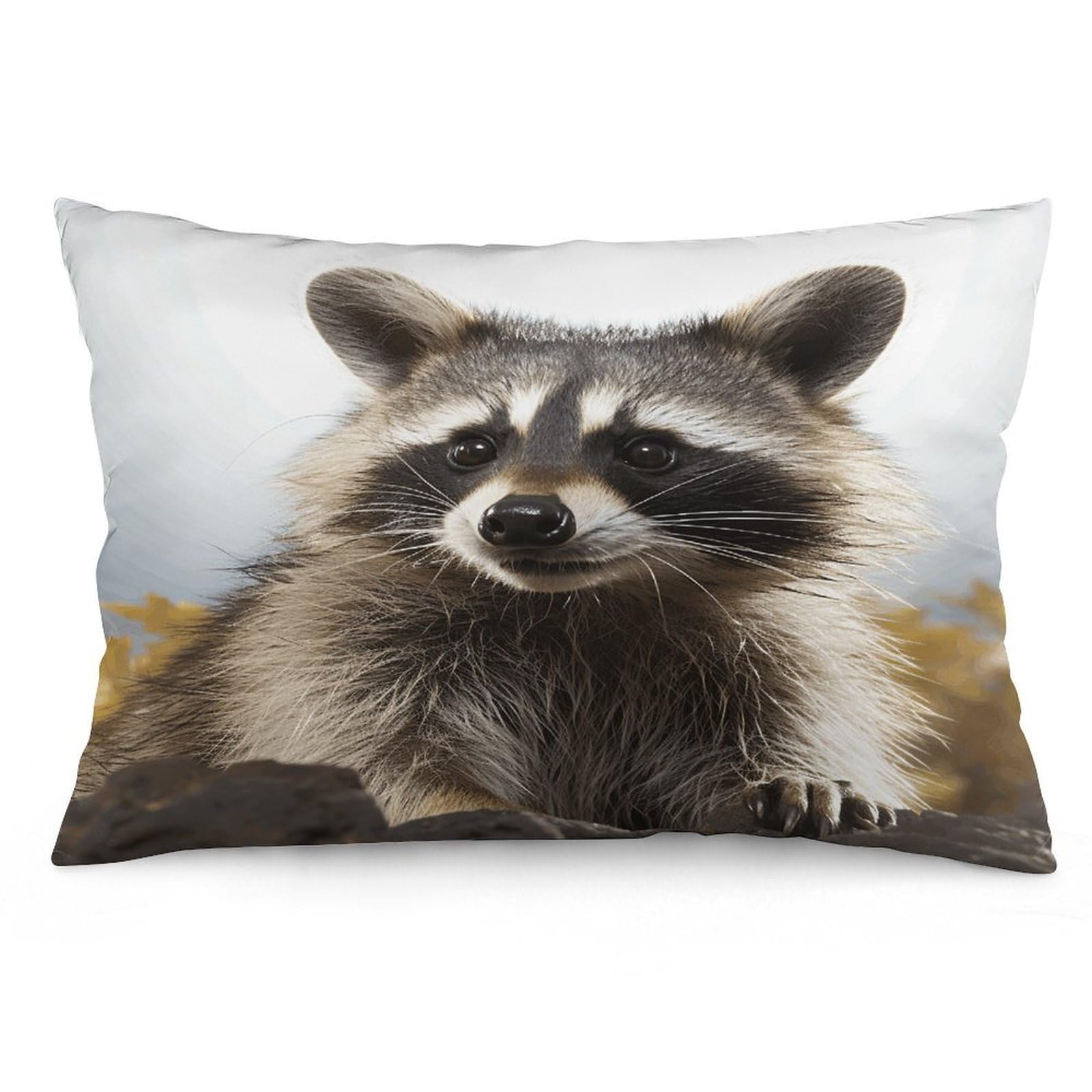 Hairy Raccoon Throw Pillow Cover Soft Pillow Case Decorative Lumbar Pillow Cover Cozy Throw Pillowcase Polyester Rectangular Cushion Case Decor for Couch Sofa Bed