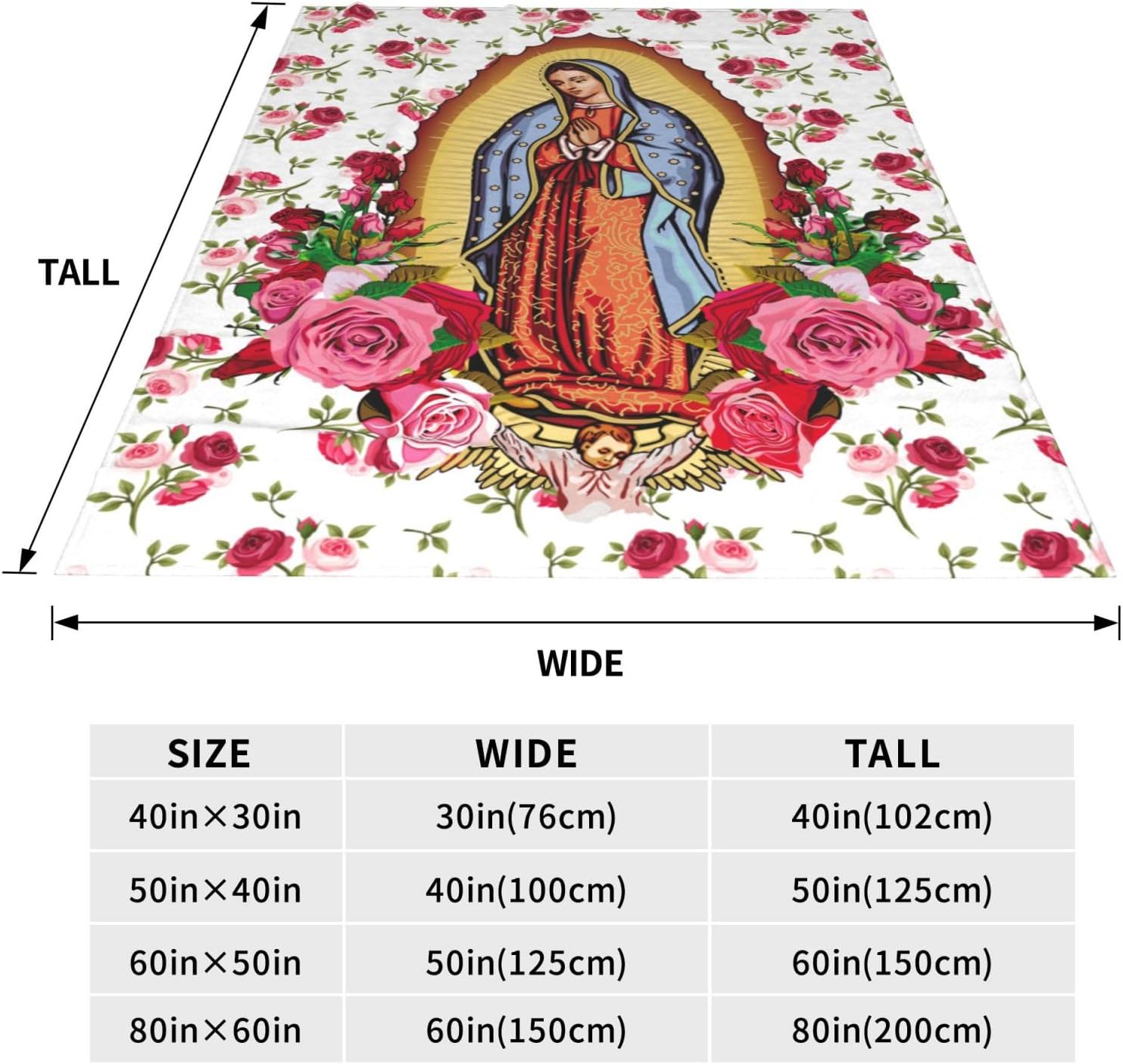 Virgin Mary Gifts - Virgin Mary Throw Blanket Soft Flannel Virgen De Guadalupe Gift Blanket 50"x40" - Image 6