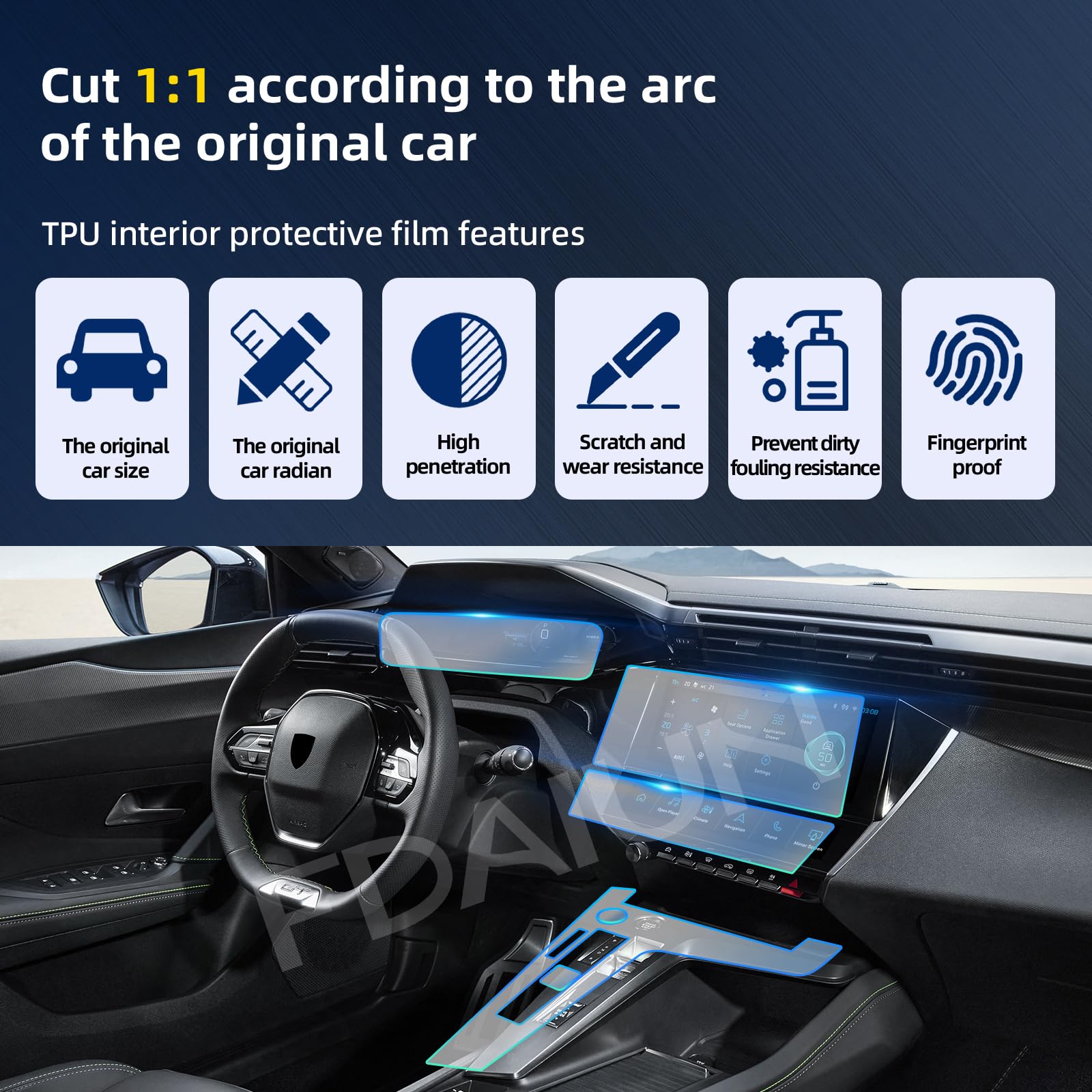 FDAIUN for 2023-2025 Peugeot 408 PPF Precut 8.5Mil Car Paint Protective Film TPU HD Film Scratch Protector Interior Accessories