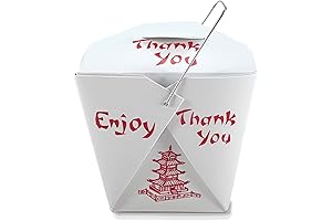 Pack of 50 Chinese Take Out Boxes with Secure Fit Lid