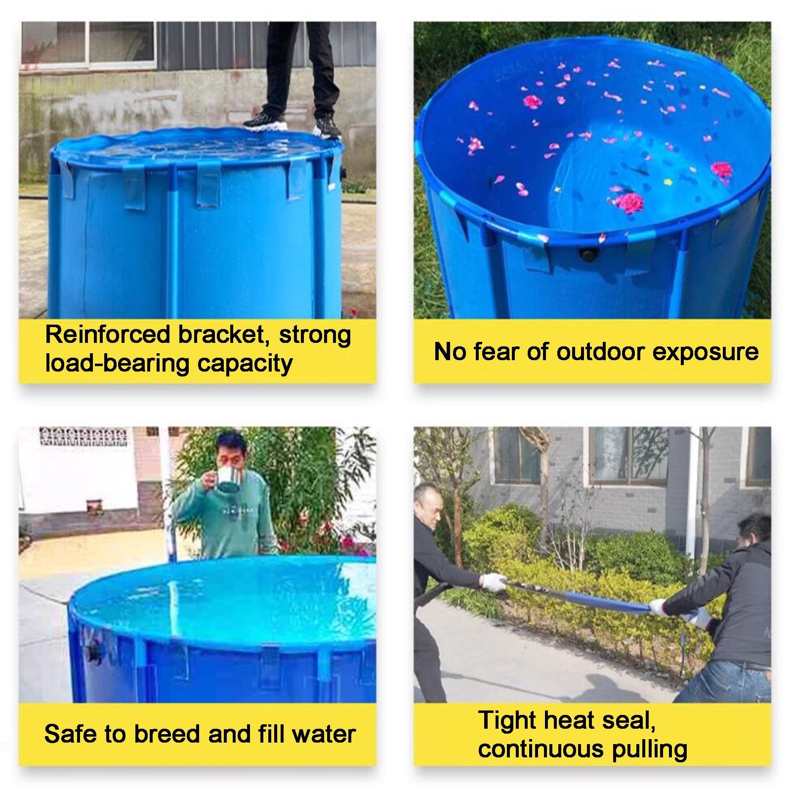Laghetto Rotondo Pieghevole per Pesci, in PVC Spesso 0,9 mm con valvola di Scarico, Vasca d'Acqua Portatile e Pieghevole per Animali Domestici, Giardino, Allevamento di Koi, Facile da montar