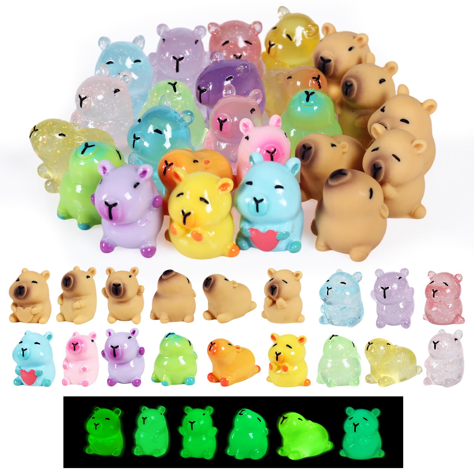 DASHUAIGE 24 Pcs Mini Capybara Figurines