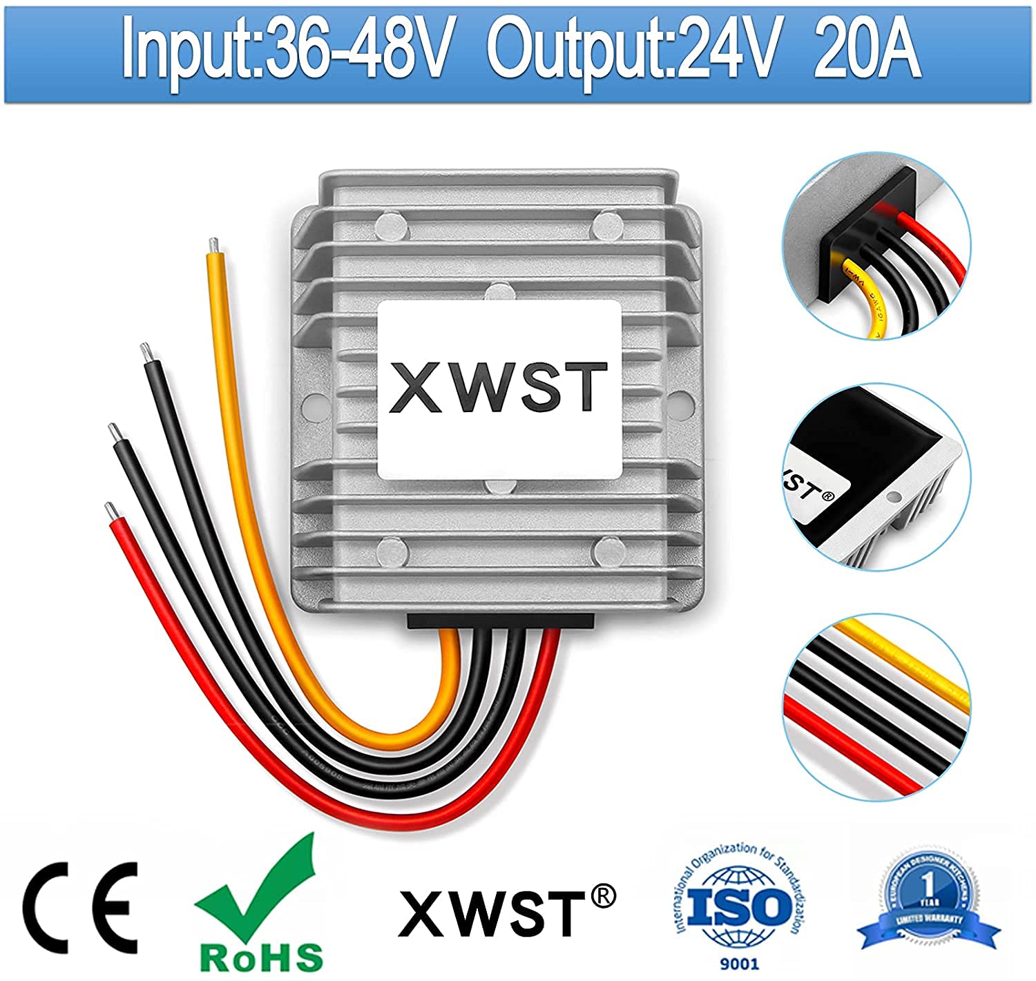 Buck Convertitore DC-DC 3648V a 24V 20A 480W Modulo Regolatore di Tensione 30-60V a 24V Convertitore di Tensione Riduttore Modulo di Alimentazione Trasformatore