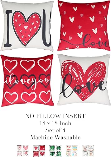 Miniatura 6 de HPUK Juego de 4 fundas de almohada para el día de San Valentín, 18 x 18 pulgadas, almohadas decorativas para primavera, regalo, sala de estar,